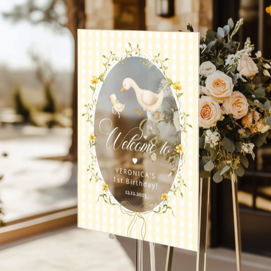 One Silly Goose Gingham 1st Birthday Welcome