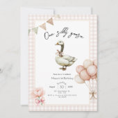 One Silly Goose Girl 1st Birthday  Invitation (Devant)