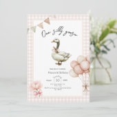 One Silly Goose Girl 1st Birthday  Invitation (Debout devant)