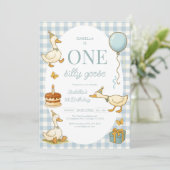 One Silly Goose Girl 1st Birthday Party Invitation (Debout devant)