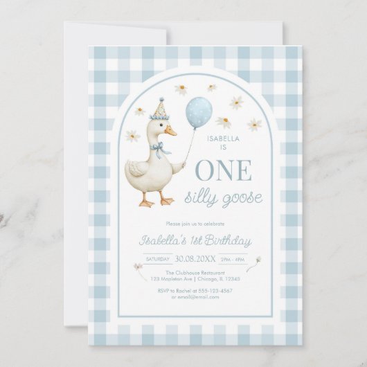 One Silly Goose Girl 1st Birthday Party Invitation (Devant)