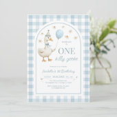 One Silly Goose Girl 1st Birthday Party Invitation (Debout devant)