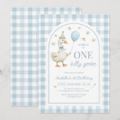 One Silly Goose Girl 1st Birthday Party Invitation (Devant / Derrière)