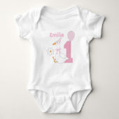 One silly Goose Personalize name First birthday Romper (Voorkant)