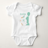 One silly Goose Personalize name First birthday Romper (Voorkant)
