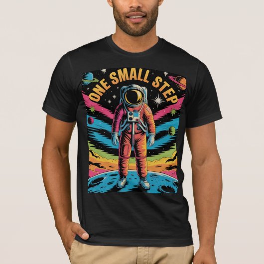 One Small Step Retro Spacewalk Tribute to Explorat T-shirt (Voorkant)