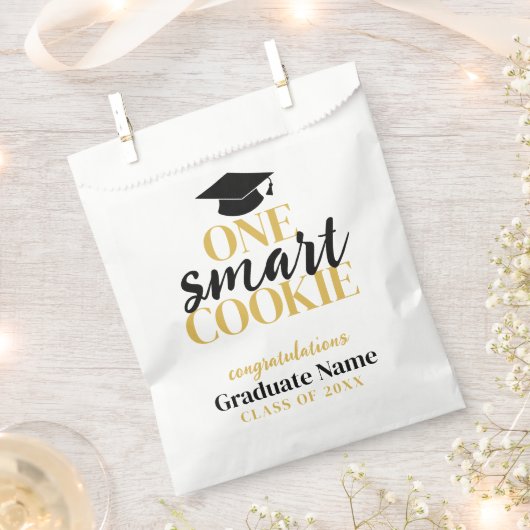 One Smart Cookie - Modern Zwart Goud Afstuderen Bedankzakje (Geknipt)