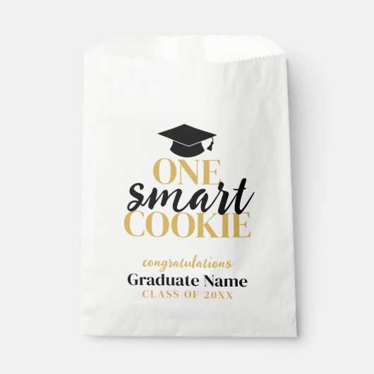 One Smart Cookie - Modern Zwart Goud Afstuderen Bedankzakje (Voorkant)