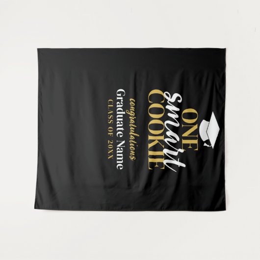 One Smart Cookie - Modern Zwart Goud Afstuderen Wandkleed (Voorkant (horizontaal))