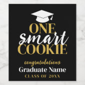 One Smart Cookie - Modern Zwart Goud Afstuderen Wijn Etiket (Enkel label)
