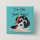 One Smart Puppy Vierkante Button 5,1 Cm (Voorkant)