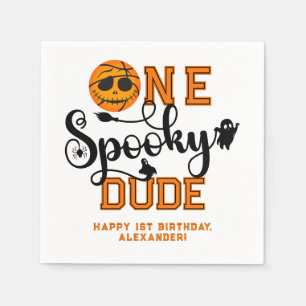 One Spooky Dude Basketball Boys Read Kids Verjaard Servet