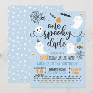 One Spooky Dude Costume Verjaardag Uitnodiging