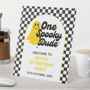 One Spooky Dude Eerste Verjaardag Welkom Reclamebord Met Voetstuk