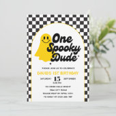 One Spooky Dude Groovy Halloween Eerste Verjaardag Kaart (Staand voorkant)