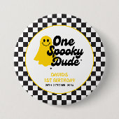 One Spooky Dude Groovy Halloween Eerste Verjaardag Ronde Button 7,6 Cm (Voorkant)