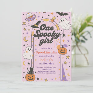 One Spooky Girl Halloween Ghost 1st Birthday Kaart