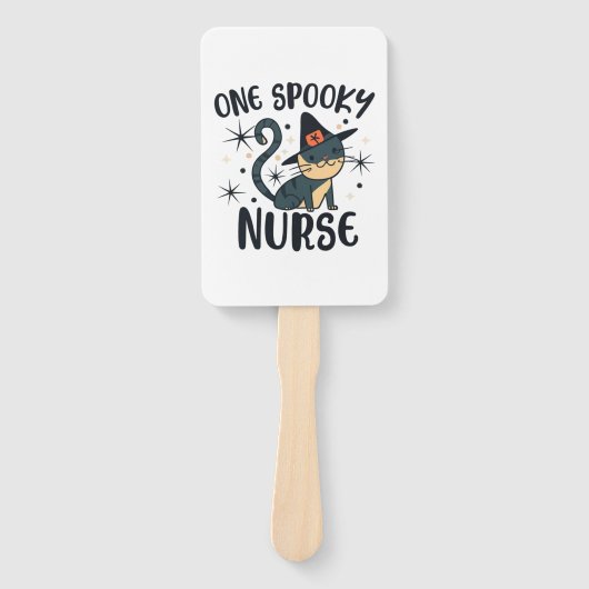 One Spooky Nurse Cat - Staartgekleurd voor Hallowe Handwaaier (Voorkant)