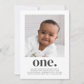 One Square Photo First Birthday Invitation Kaart (Voorkant)
