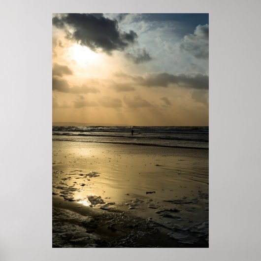 one surfer op de wintergolven poster (Voorkant)