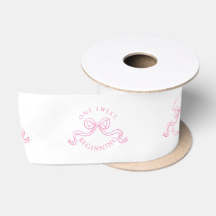 One Sweet Beginning Roze en Witte Trouwgunst Lint