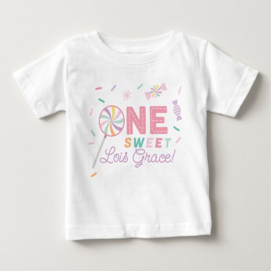 One Sweet Birthday Custom First Birthday Tee (Voorkant)