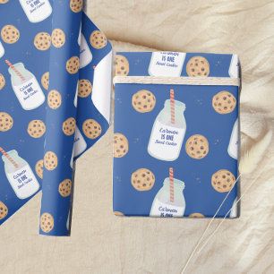 One Sweet Cookie Blue Boys Eerste Verjaardag Cadeaupapier