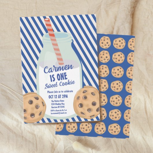 One Sweet Cookie Navy Blue Eerste Verjaardag Kaart