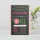 One Sweet Melon 1st Birthday Invitation Kaart (Staand voorkant)