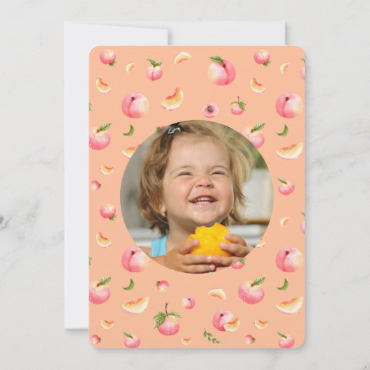One Sweet Peach 1er Birthday Photo Carte de remerc (Dos)