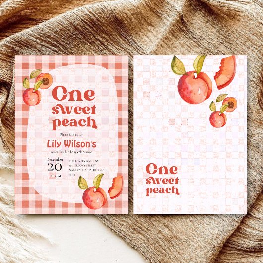 One Sweet Peach 1st Birthday Invitation | Girl