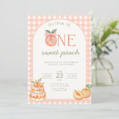 One Sweet Peach Birthday Invitation Girl 1st (Debout devant)