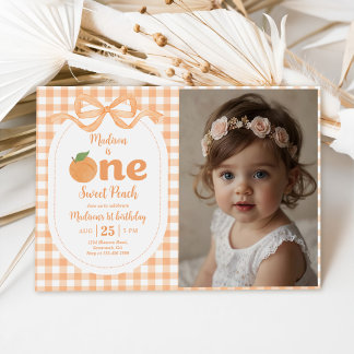 One Sweet Peach Girl 1e verjaardag foto Kaart