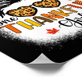 One Thankful Girl Thanksgiving Messy Bun Leopard F Poster (Hoek)