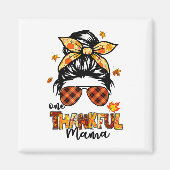 One Thankful Mama Funny Messy Bun Fall Autumn Than Magneet (Voorkant)