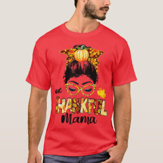 One Thankful Mama Funny Messy Bun Herfst herfst da T-shirt