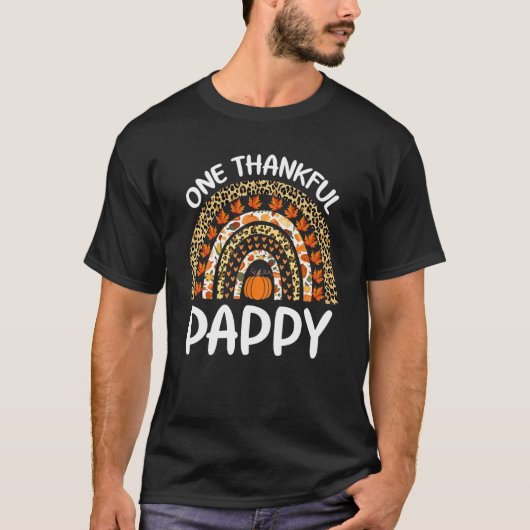 One Thankful Pappy Thanksgiving Rainbow Leopard Fa T-shirt (Voorkant)