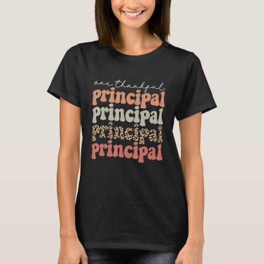 One Thankful Principal Autumn Tree Fall Leaves Tha T-shirt (Voorkant)