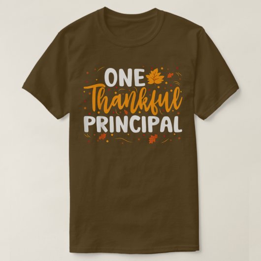 One Thankful Principal Herfst Autumn Thanksgiving  T-shirt (Design voorkant)