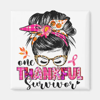 One Thankful Survivor Breast Cancer Awareness Mess Magneet