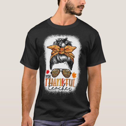 One Thanksgivin, leraar leopard Messy T-shirt (Voorkant)