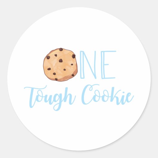 One Tough Cookie Melk en Cookies blauw Verjaardag Ronde Sticker (Voorkant)