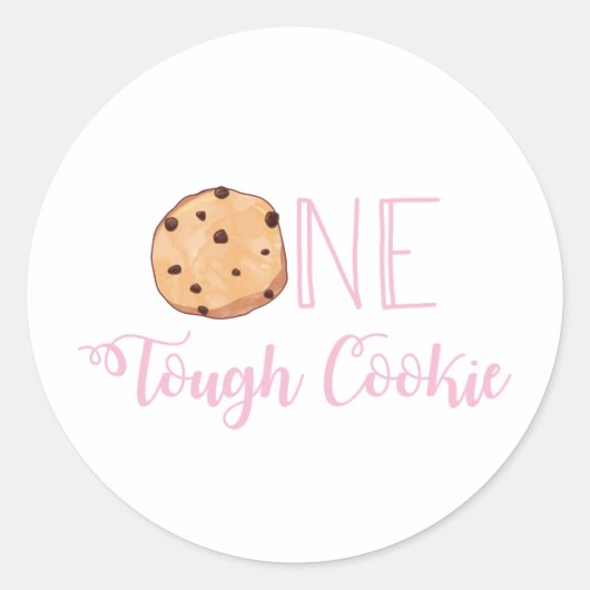 One Tough Cookie Roze Melk en Cookies Verjaardag Ronde Sticker (Voorkant)