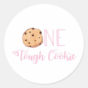 One Tough Cookie Roze Melk en Cookies Verjaardag Ronde Sticker