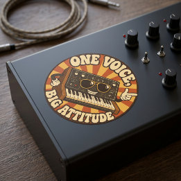 One Voice, Big Attitude – Synth Nerd Humor Ronde Sticker