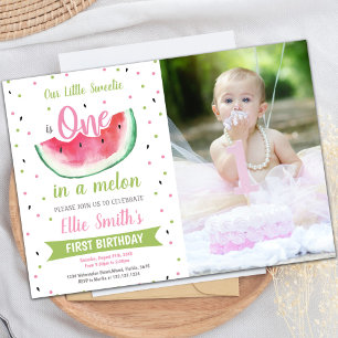 One Watermelon Birthday Invitation avec photo