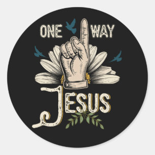 One Way Jesus People Christelijk Revolution Finger Ronde Sticker