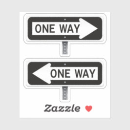 One way street sign sticker