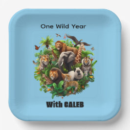 One Wild Year Boy's 1st Birthday Papieren Bord