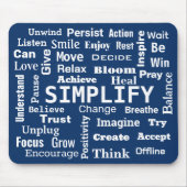"One Word" Positieve Word Cloud op Navy Blue Muismat (Voorkant)